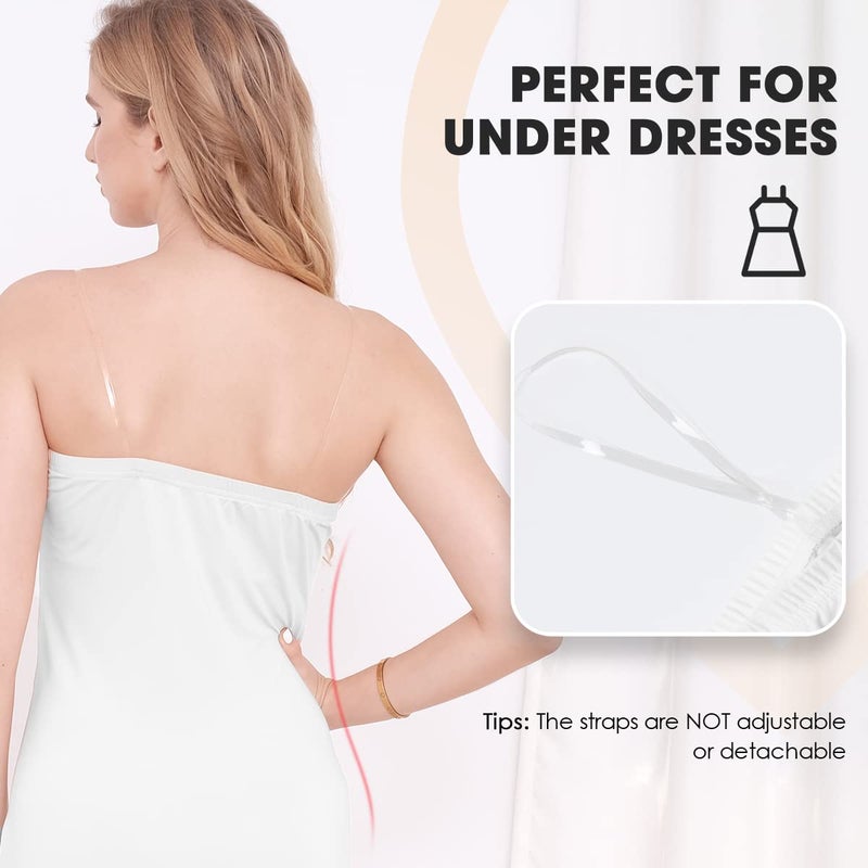 MANCYFIT Women's Tube Top Dress Slip Sleeveless Underdress Invisible Straps White Small - Image 2